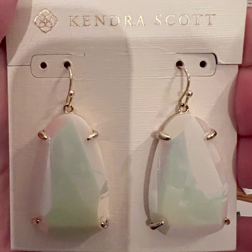 Kendra Scott white iridescent drop earrings